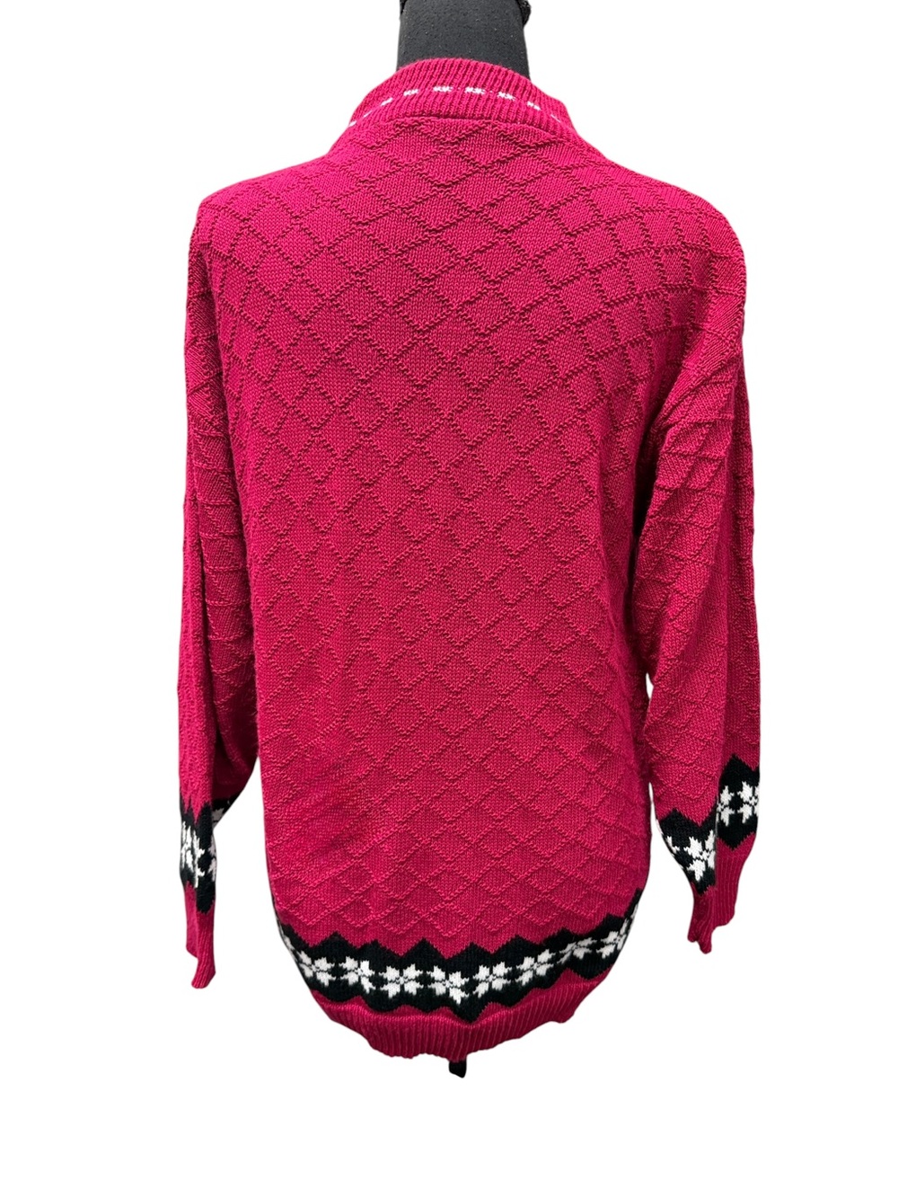 American Pride Vintage Red Fair Isle Nordic Knit Sweater Made in USA Medium - Picture 6 of 10